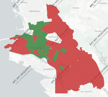City of Oakland Measure E results map
