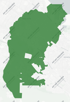 Palo Alto Unified School District Measure B results map