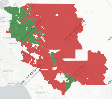 Santa Clara Valley Open Space Authority Measure D results map