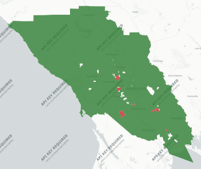Sonoma-Marin Area Rail Transit District Measure B results map